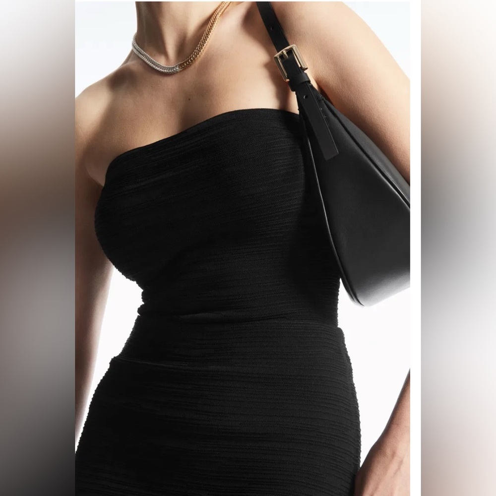 COS textured black bandeau top - Sz S